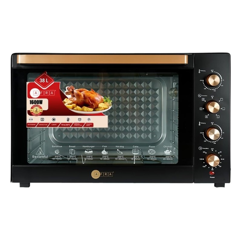 Afra Electric Oven Toaster 38L 1600W Convection Rotisserie AF3816OTBK