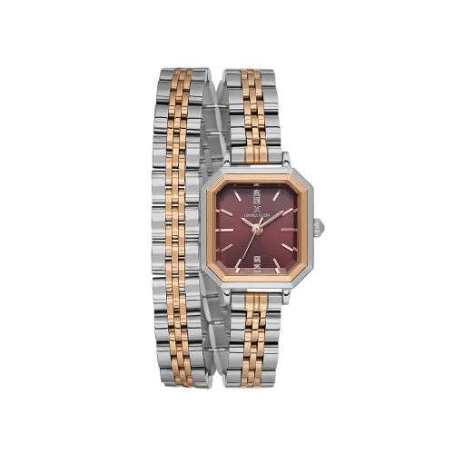 Daniel Klein Silver and Rose Gold Stainless Steel Watch for Women DK.1.14098-6