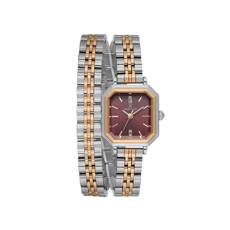Daniel Klein Silver and Rose Gold Stainless Steel Watch for Women DK.1.14098-6