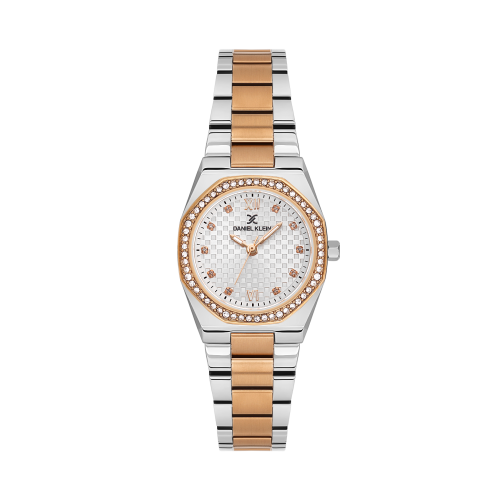 Daniel Klein Silver and Rose Gold Stainless Steel Watch for Women DK.1.14099-6
