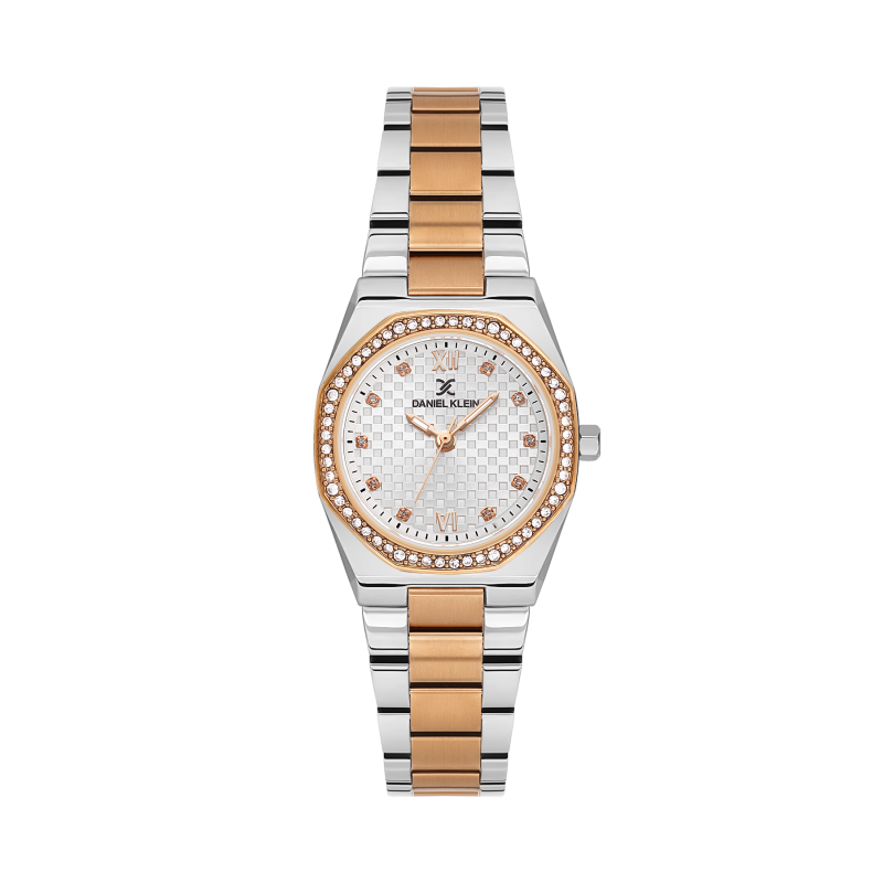 Daniel Klein Silver and Rose Gold Stainless Steel Watch for Women DK.1.14099-6