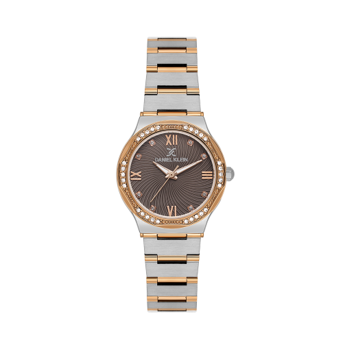 Daniel Klein Silver and Rose Gold Stainless Steel Watch for Women DK.1.14101-6