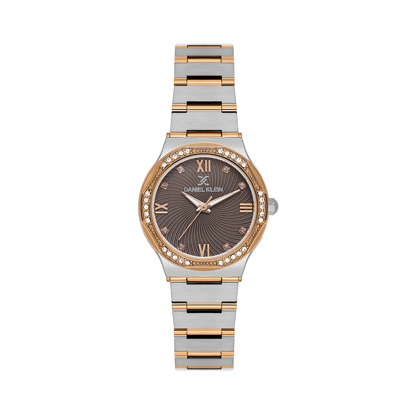 Daniel Klein Silver and Rose Gold Stainless Steel Watch for Women DK.1.14101-6
