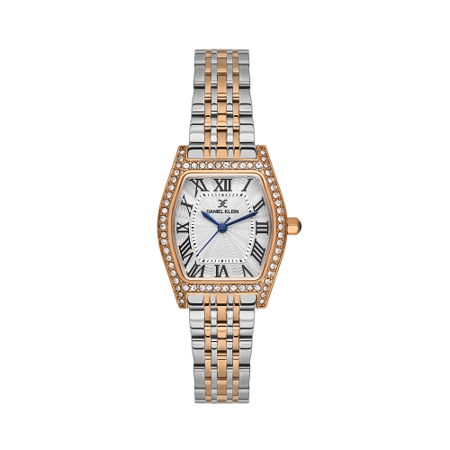 Daniel Klein Silver and Rose Gold Stainless Steel Watch for Women DK.1.14106-6