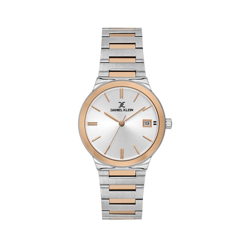 Daniel Klein Silver and Rose Gold Stainless Steel Watch for Women DK.1.14110-6