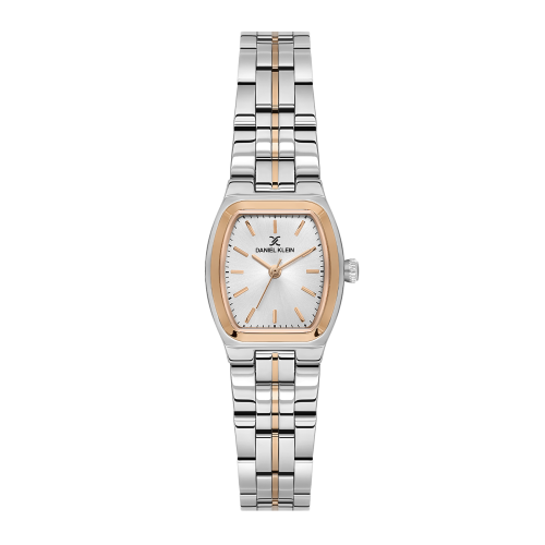 Daniel Klein Silver and Rose Gold Stainless Steel Watch for Women DK.1.14117-6