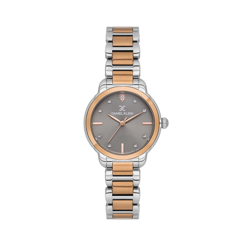 Daniel Klein Silver and Rose Gold Stainless Steel Watch for Women DK.1.14126-6