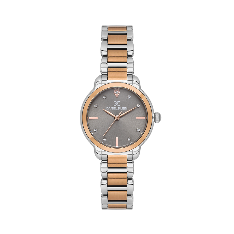 Daniel Klein Silver and Rose Gold Stainless Steel Watch for Women DK.1.14126-6