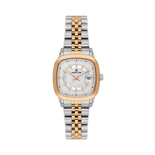 Daniel Klein Silver and Rose Gold Stainless Steel Watch for Women DK.1.14129-6