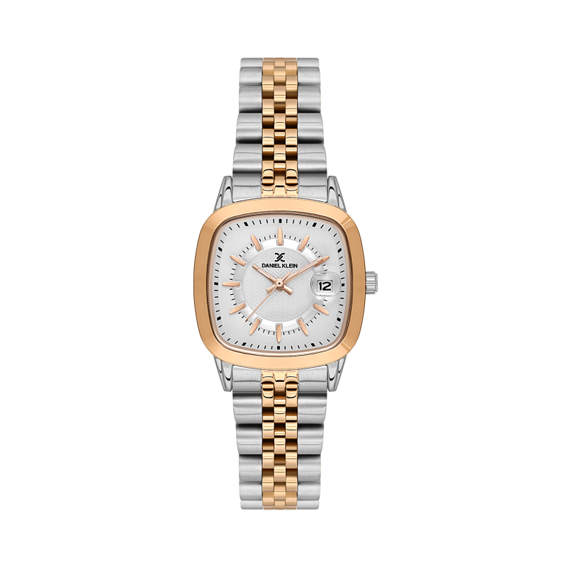 Daniel Klein Silver and Rose Gold Stainless Steel Watch for Women DK.1.14129-6