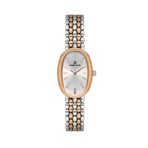 Daniel Klein Silver and Rose Gold Stainless Steel Watch for Women DK.1.14130-6