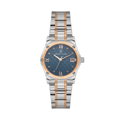 Daniel Klein Silver and Rose Gold Stainless Steel Watch for Women DK.1.14271-6
