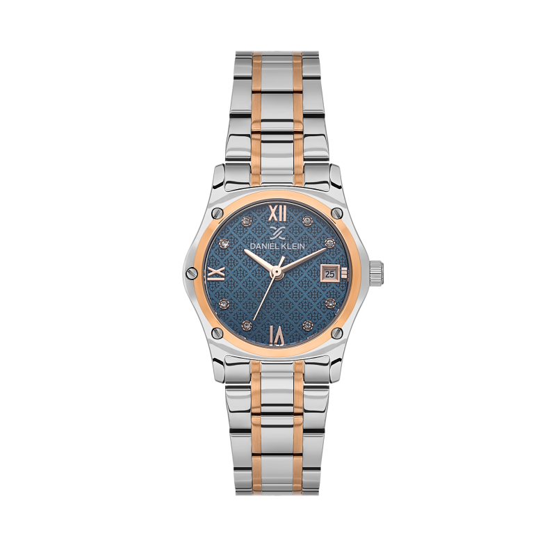 Daniel Klein Silver and Rose Gold Stainless Steel Watch for Women DK.1.14271-6