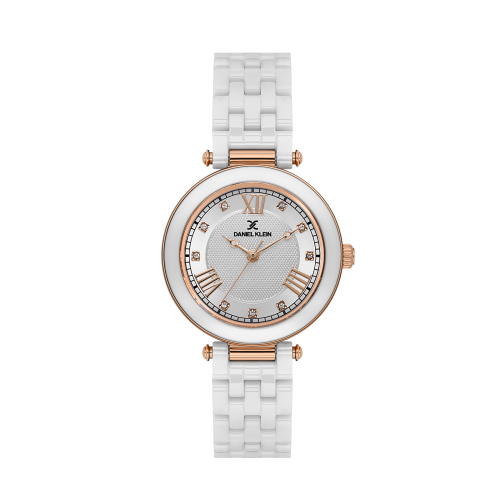 Daniel Klein White Ceramic Band Watch for Women DK.1.14282-1