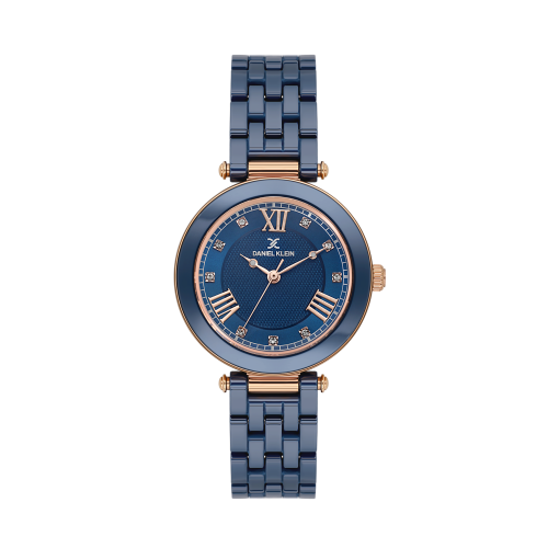 Daniel Klein Blue Ceramic Band Watch for Women DK.1.14282-5