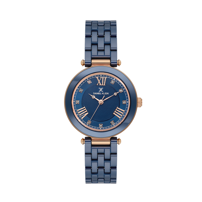 Daniel Klein Blue Ceramic Band Watch for Women DK.1.14282-5