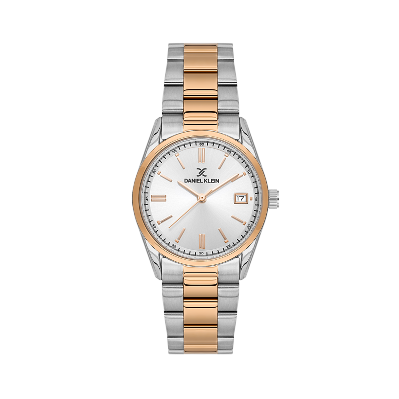 Daniel Klein Silver and Rose Gold Stainless Steel Watch for Women DK.6.14133-6