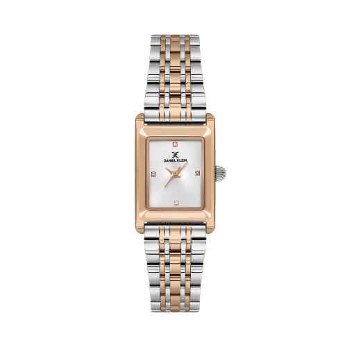 Daniel Klein Silver and Rose Gold Stainless Steel Watch for Women DK.1.14108-6