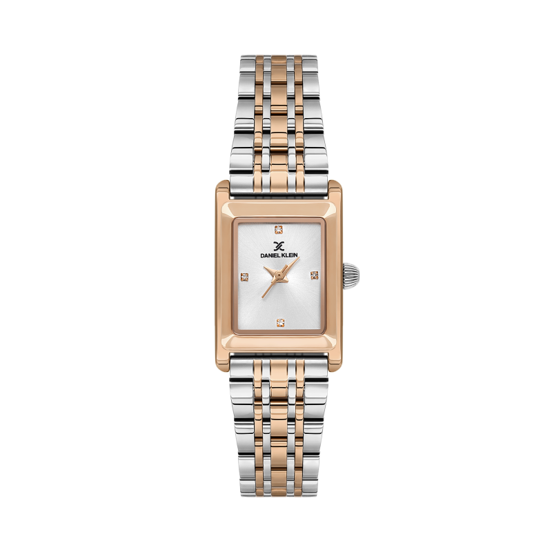Daniel Klein Silver and Rose Gold Stainless Steel Watch for Women DK.1.14108-6