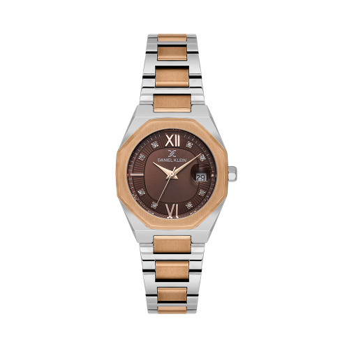 Daniel Klein Silver and Rose Gold Stainless Steel Watch for Women DK.1.14109-6