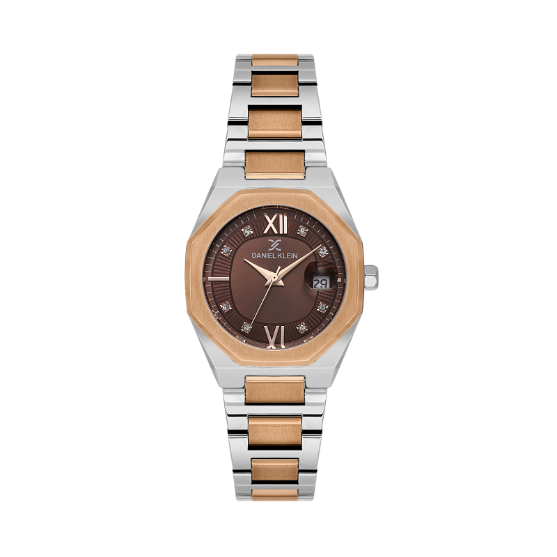 Daniel Klein Silver and Rose Gold Stainless Steel Watch for Women DK.1.14109-6