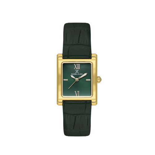 Daniel Klein Dark Green Leather Watch for Women DK.1.14112-4
