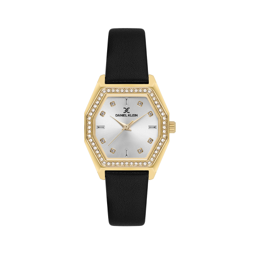 Daniel Klein Black Leather Watch for Women DK.1.14114-2