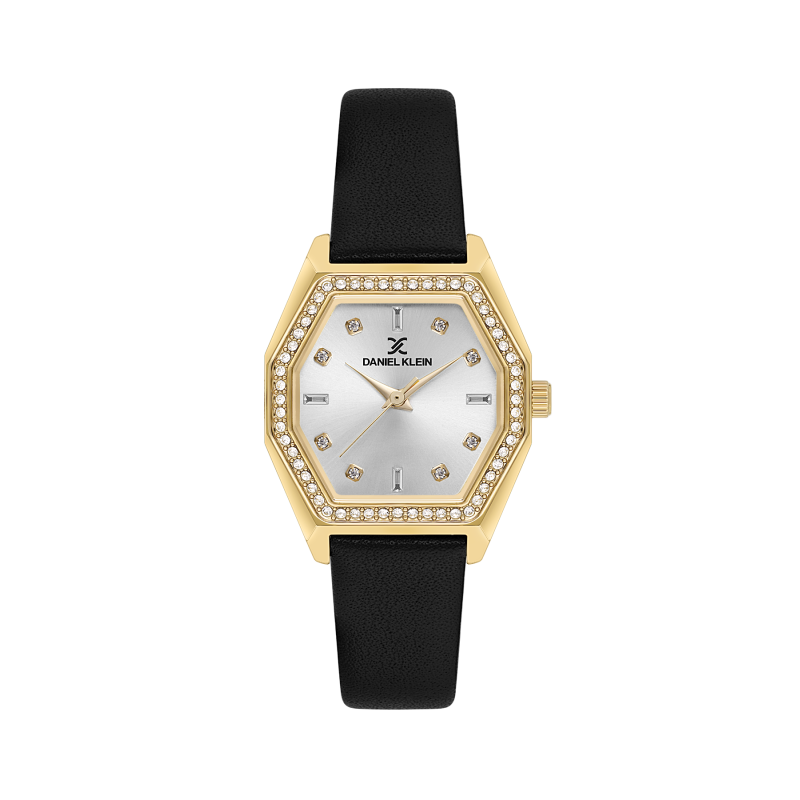 Daniel Klein Black Leather Watch for Women DK.1.14114-2