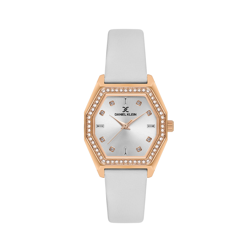 Daniel Klein White Leather Watch for Women DK.1.14114-5