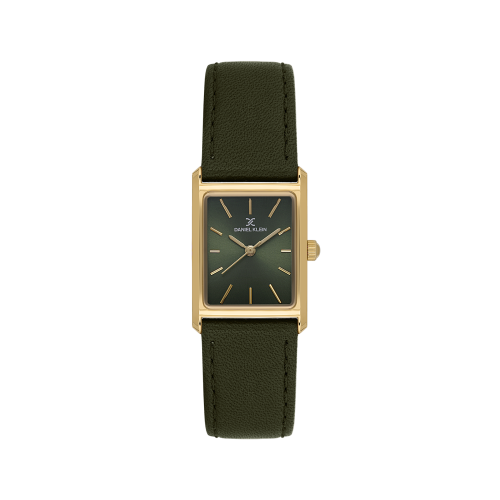 Daniel Klein Green Leather Watch for Women DK.1.14124-3