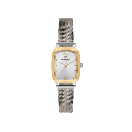Daniel Klein Silver and Gold Mesh Band Watch for Women DK.1.14125-4