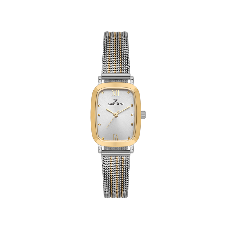 Daniel Klein Silver and Gold Mesh Band Watch for Women DK.1.14125-4