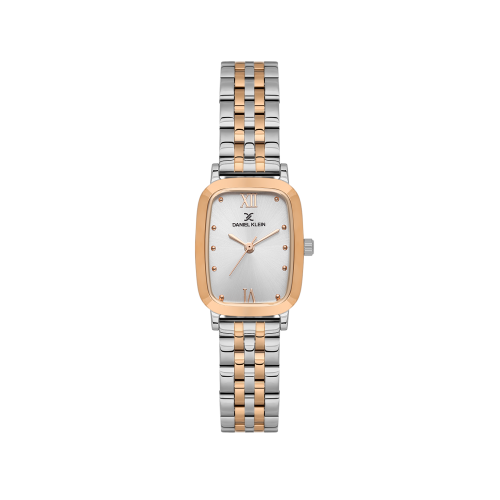 Daniel Klein Silver and Rose Gold Stainless Steel Watch for Women DK.1.14127-6