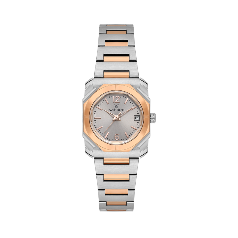 Daniel Klein Silver and Rose Gold Stainless Steel Watch for Women DK.1.14128-6