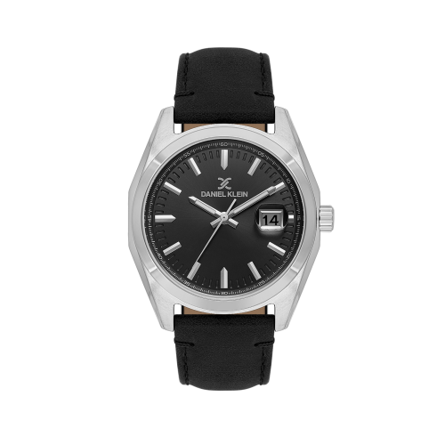 Daniel Klein Black Leather Watch for Men DK.1.14138-1