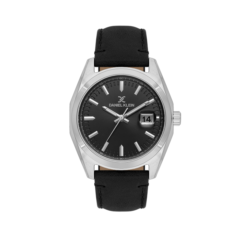 Daniel Klein Black Leather Watch for Men DK.1.14138-1