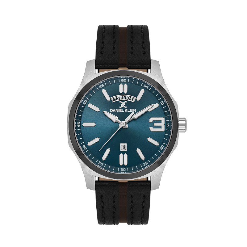 Daniel Klein Black Leather Watch for Men DK.1.14141-4