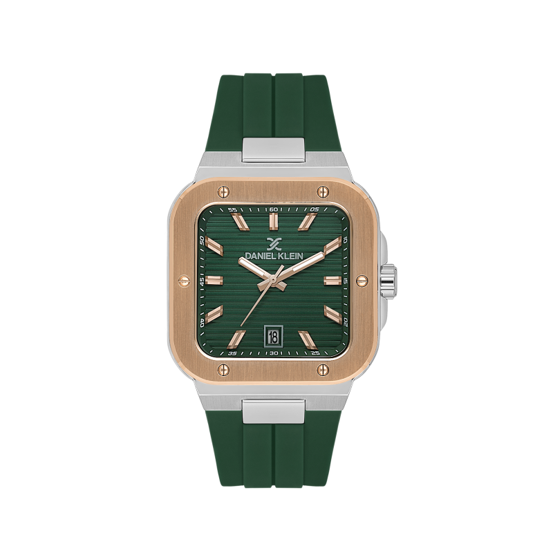 Daniel Klein Dark Green Silicone Band Watch for Men DK.1.14143-4