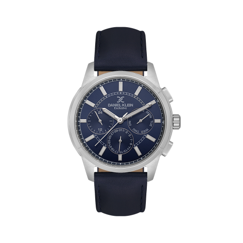 Daniel Klein Dark Blue Leather Watch for Men DK.1.14209-3