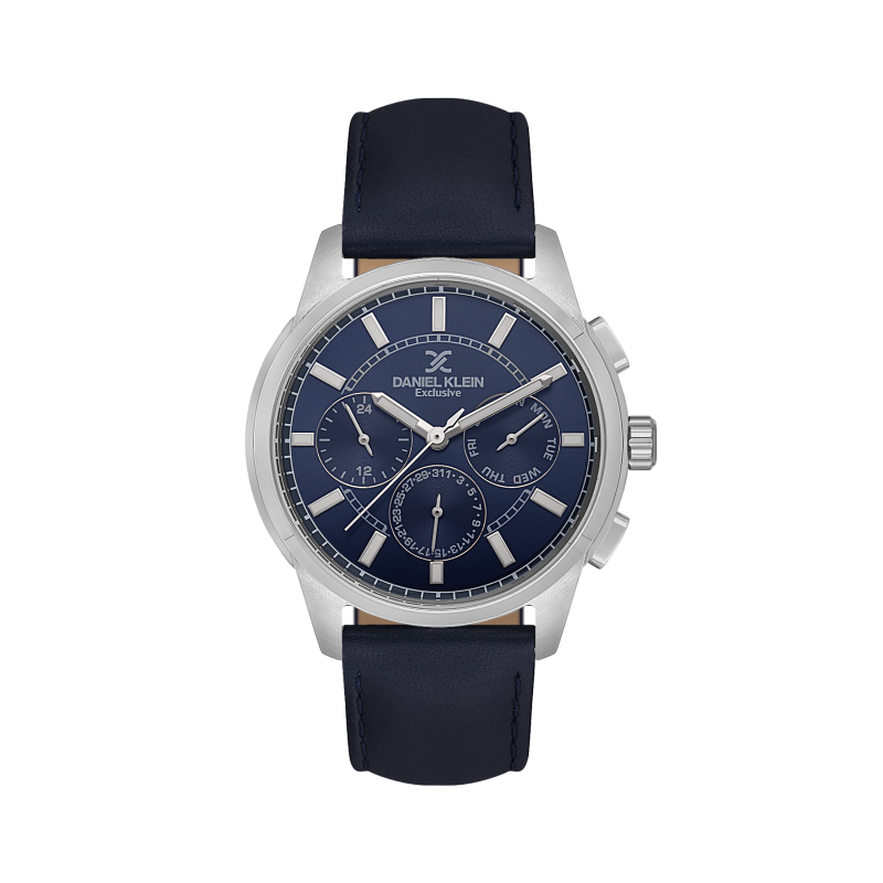 Daniel Klein Dark Blue Leather Watch for Men DK.1.14209-3