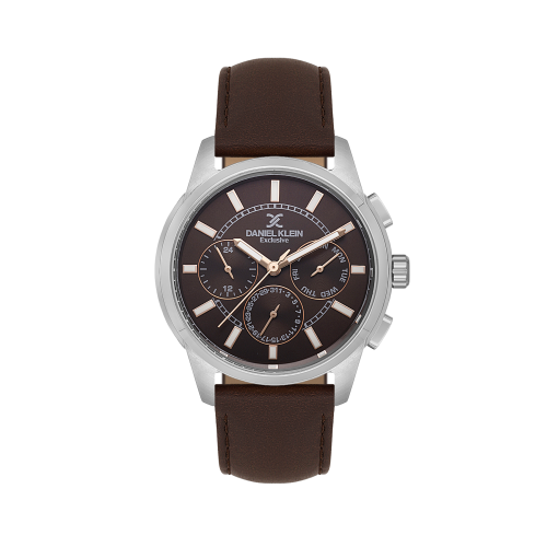 Daniel Klein Dark Brown Leather Watch for Men DK.1.14209-4