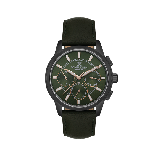 Daniel Klein Dark Green Leather Watch for Men DK.1.14209-6