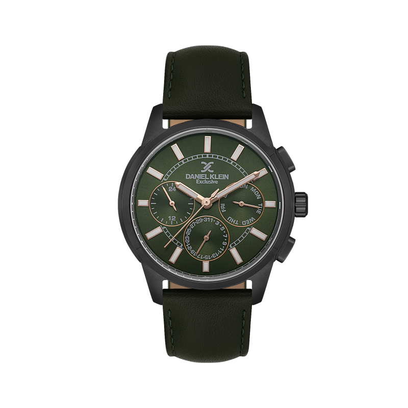 Daniel Klein Dark Green Leather Watch for Men DK.1.14209-6