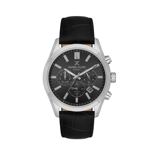 Daniel Klein Black Leather Watch for Men DK.1.14212-2
