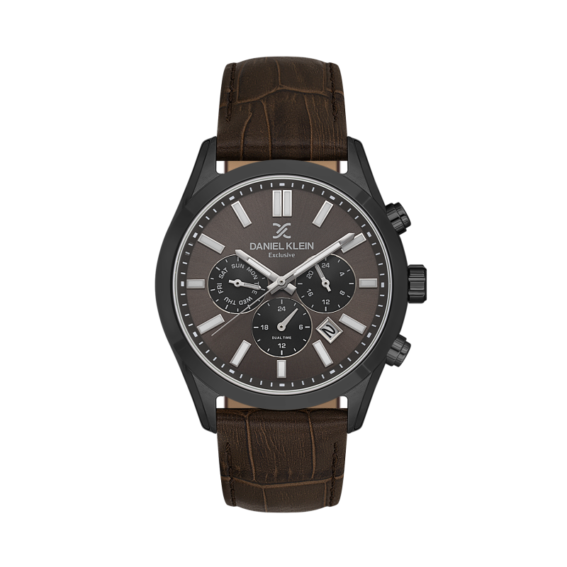 Daniel Klein Dark Brown Leather Watch for Men DK.1.14212-5