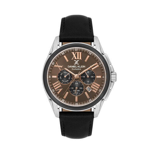 Daniel Klein Black Leather Watch for Men DK.1.14223-6