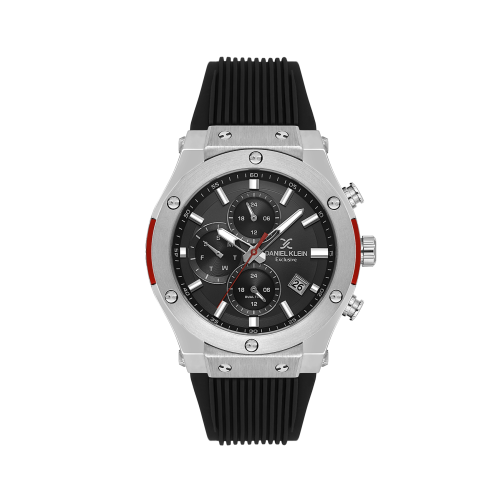 Daniel Klein Black Silicone Band Watch for Men DK.1.14228-1