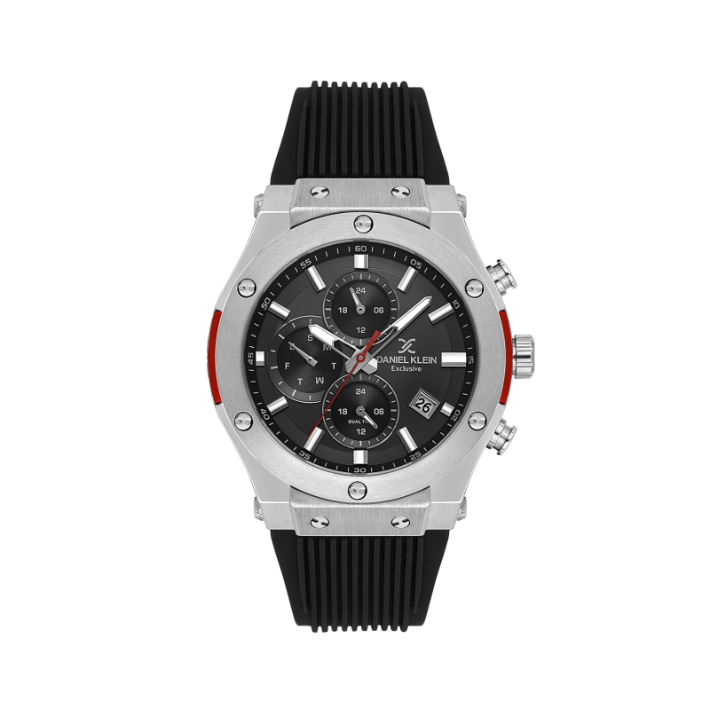 Daniel Klein Black Silicone Band Watch for Men DK.1.14228-1