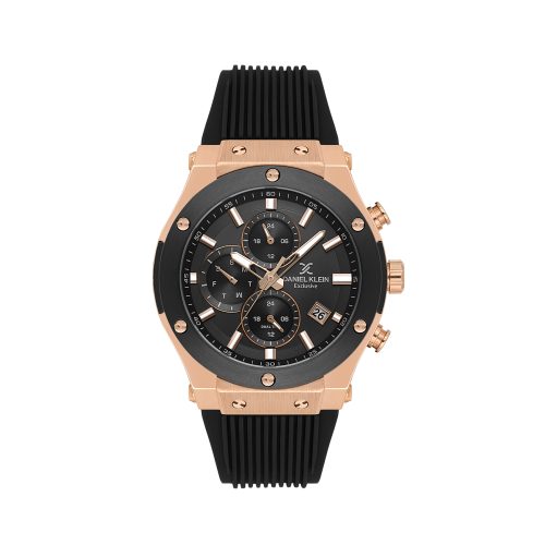 Daniel Klein Black Silicone Band Watch for Men DK.1.14228-4