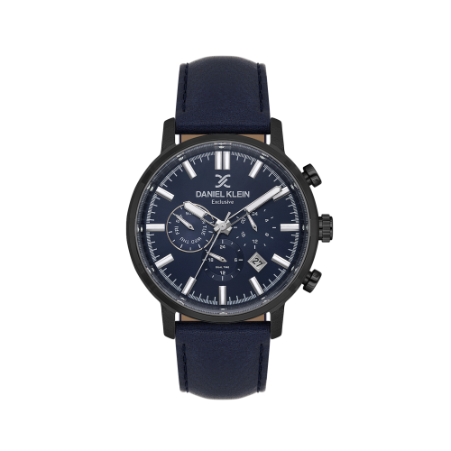 Daniel Klein Dark Blue Leather Watch for Men DK.1.14229-4